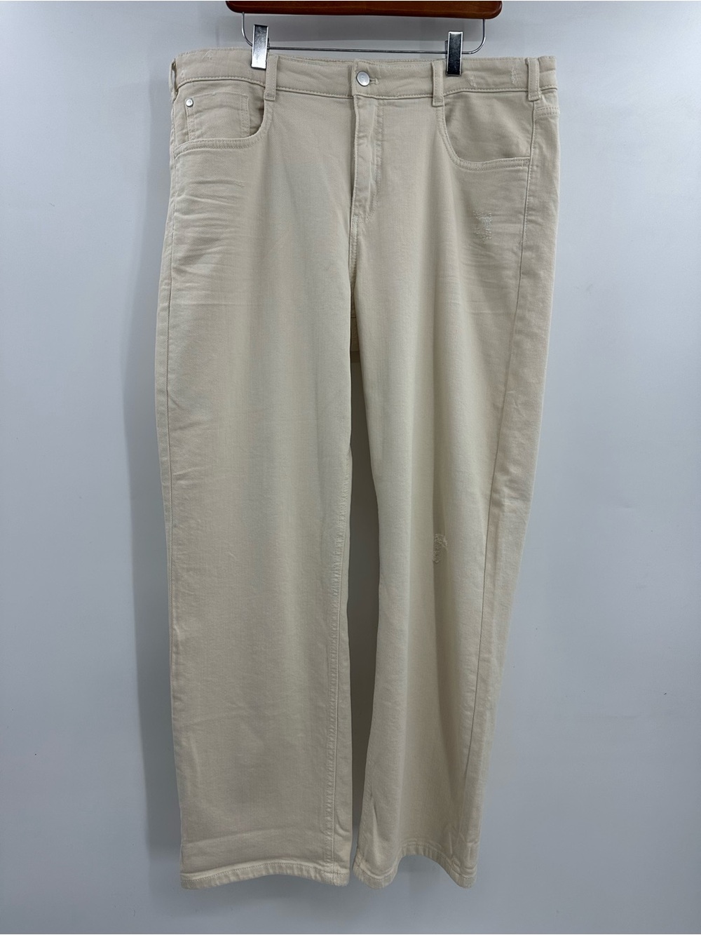 Pilcro Cream Straight-Leg Pants